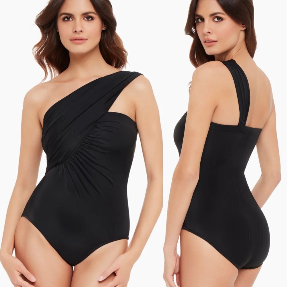 New! Magicsuit Black Goddess One Shoulder One Piece Swimsuit 20559